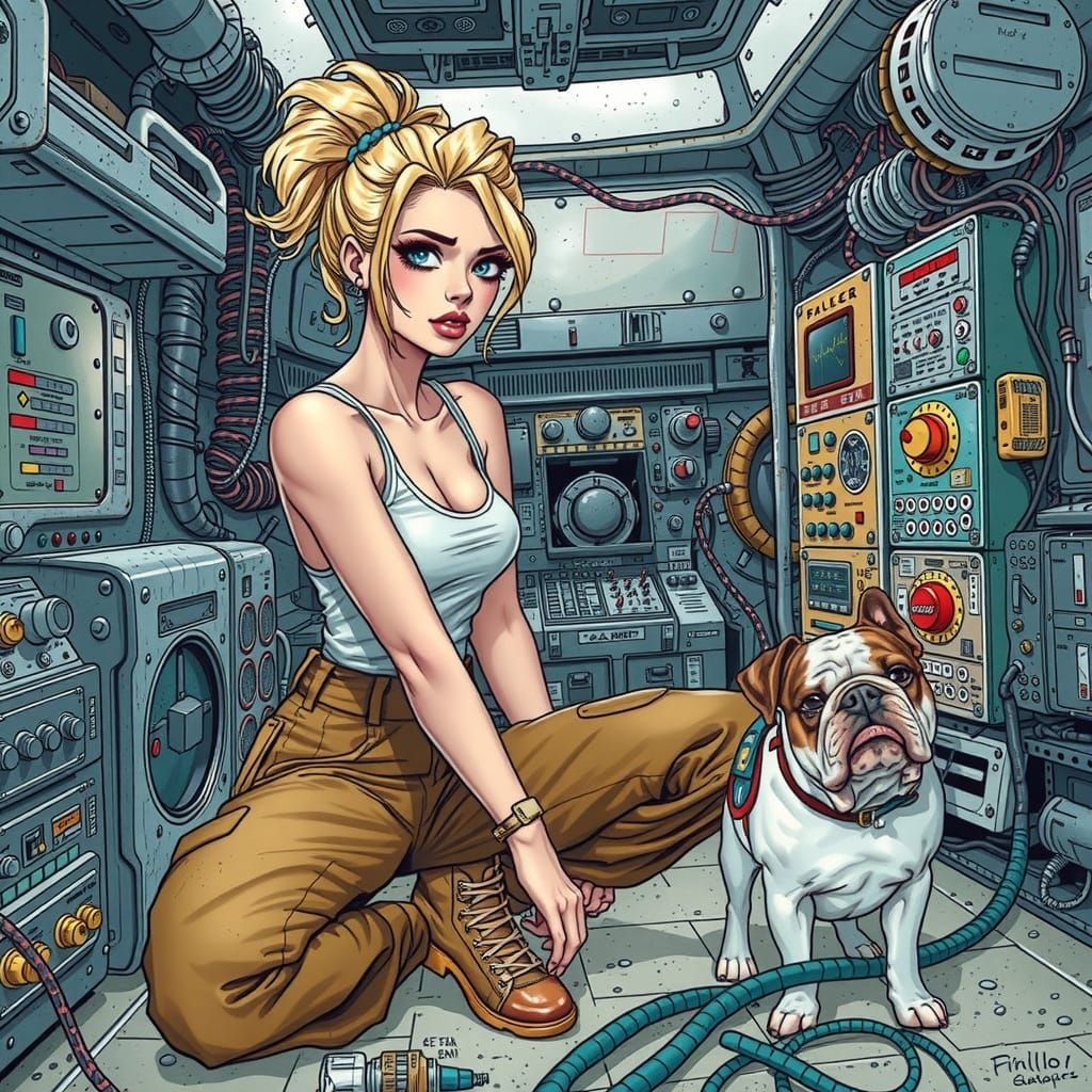 Steampunk Heroine in Sci-Fi Comic Illustration