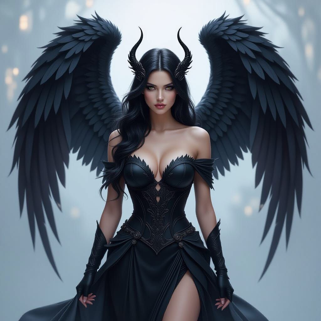 Beautiful Female Dark Angel Art