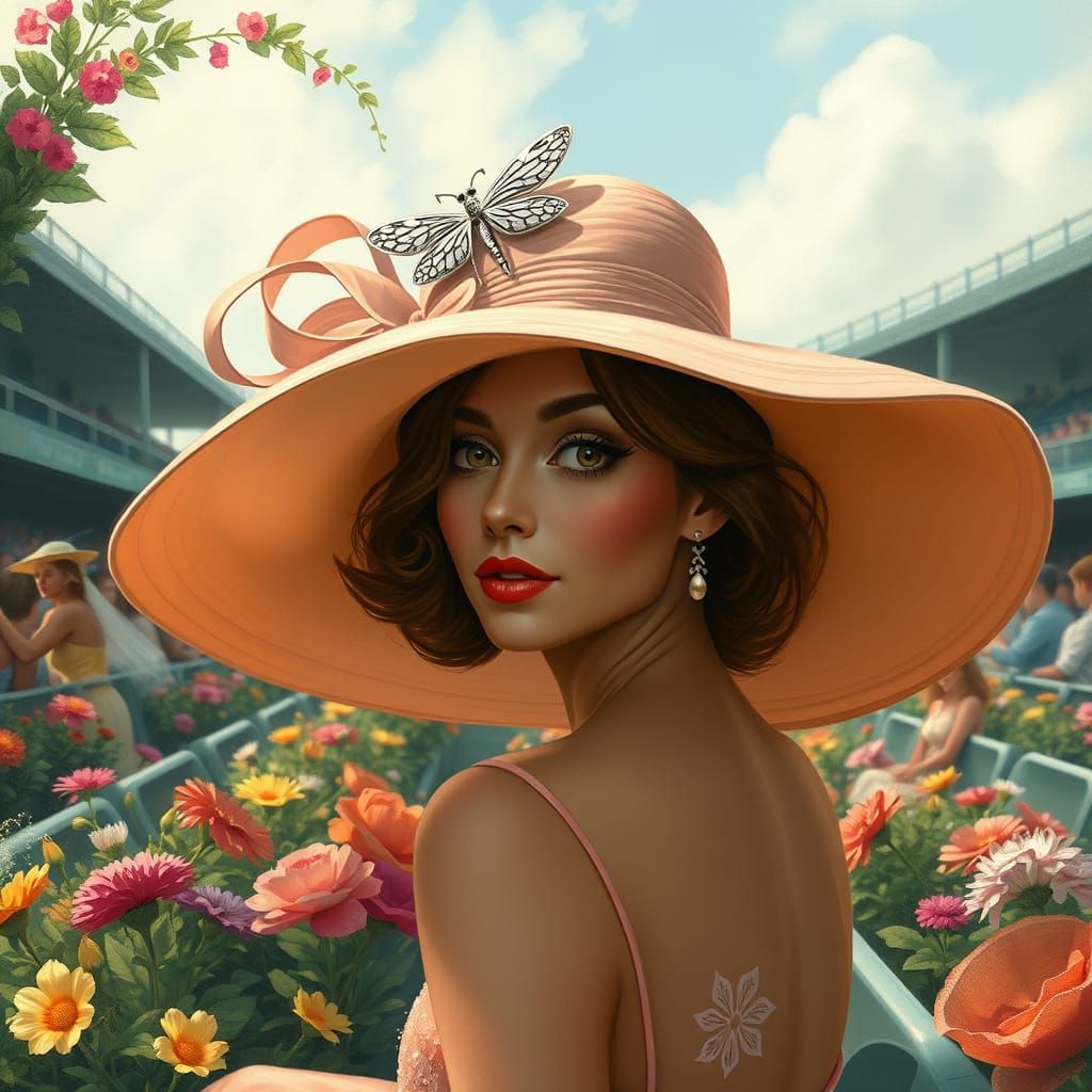 Elegant Woman at Kentucky Derby in Dreamlike Style