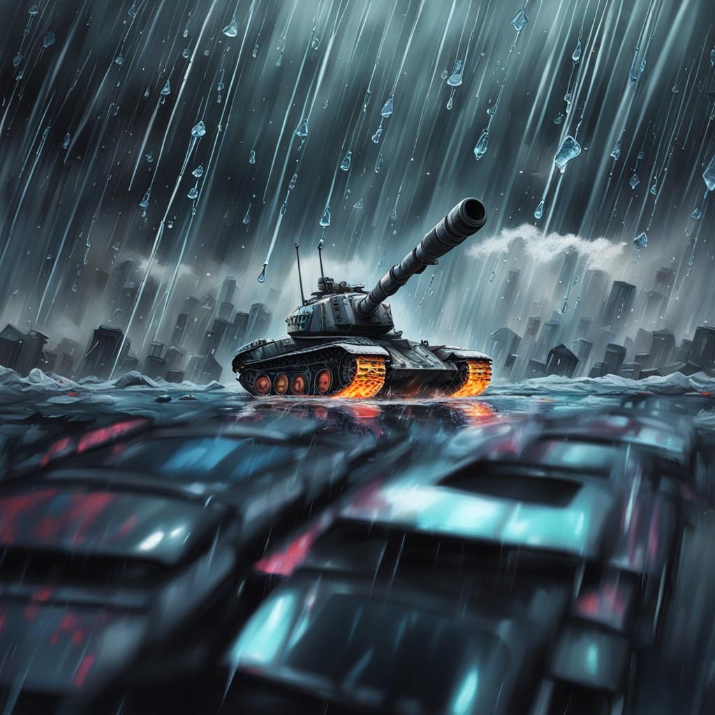 Tank Fighter Jet in Graffiti Splash Art