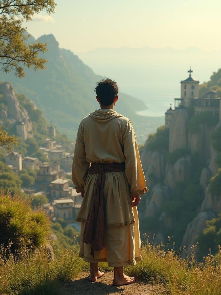 Overlooking Town: Anime-Inspired 3D Landscape