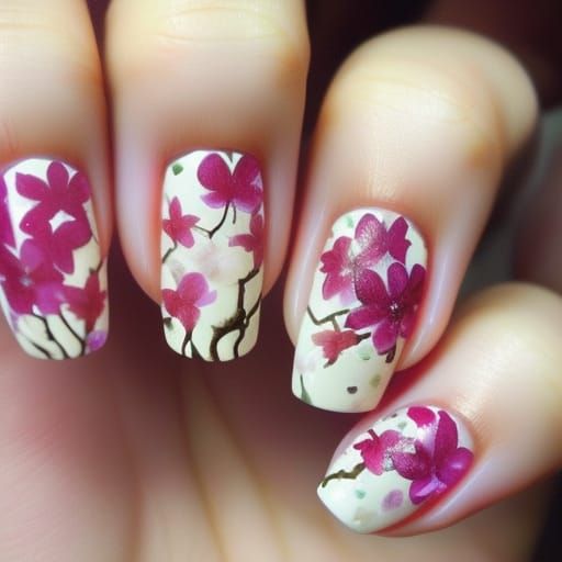 Elegant Sakura Flower Nail Art Design