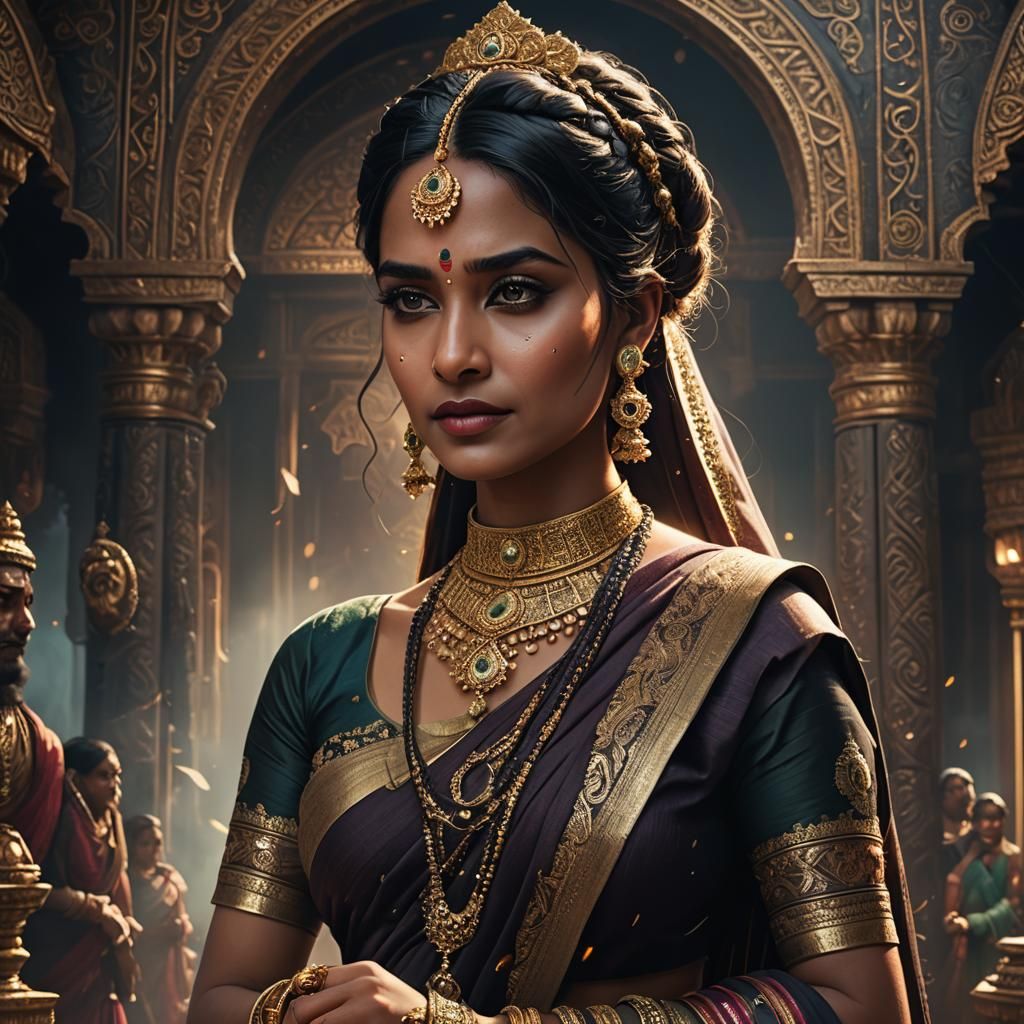 Stunning South Asian Queen in Digital Painting