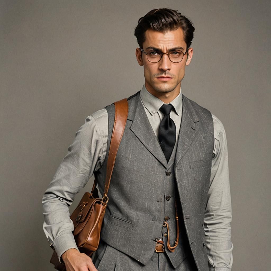 Man in Vintage Suit with Revolver