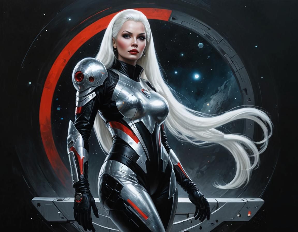 Platinum Blonde in Retro Sci-Fi Spacesuit
