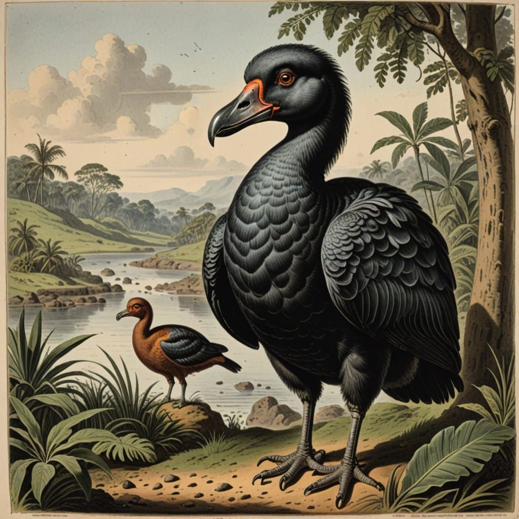 Dodo Bird in 17th Century Ornithology Drawing