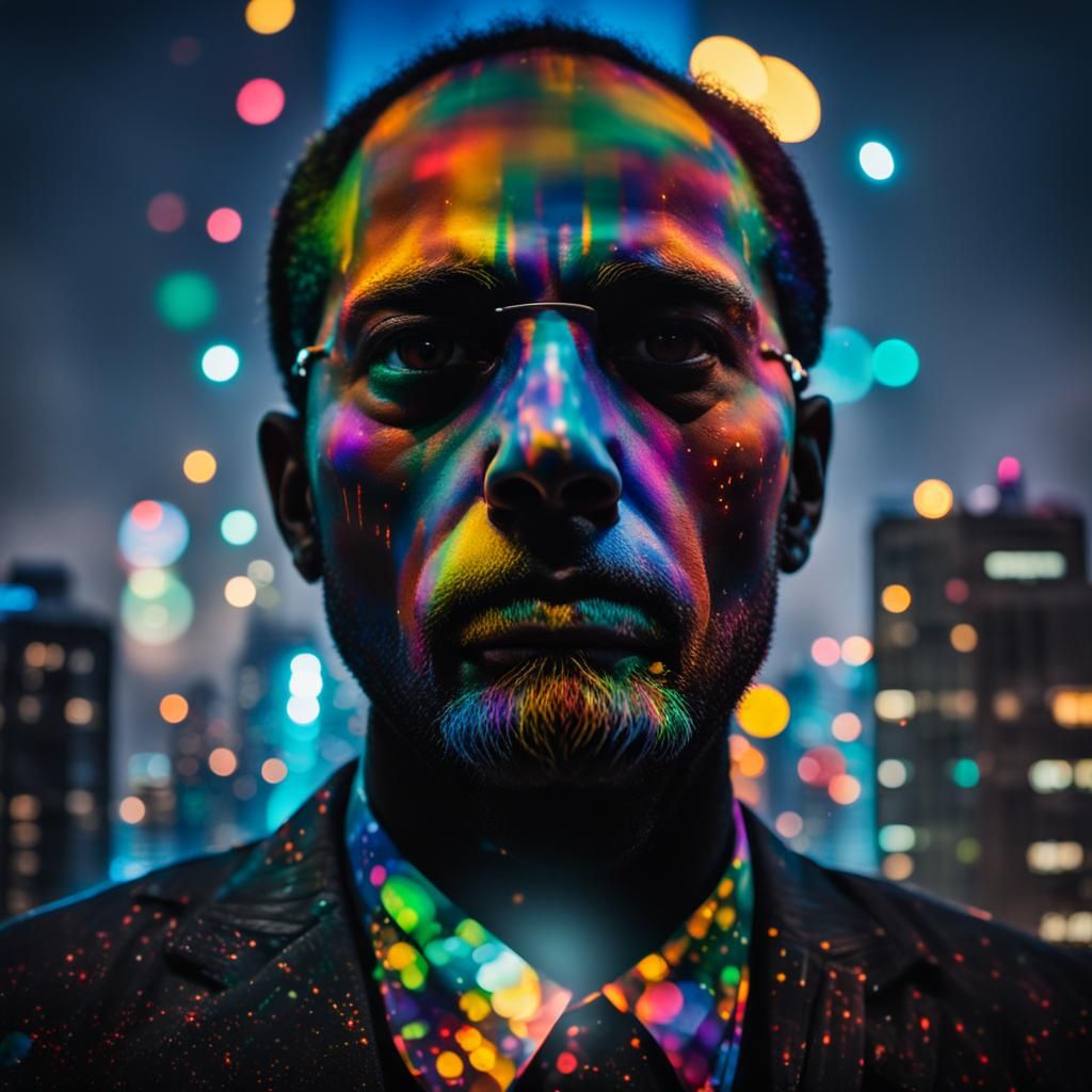 Ethereal Ghost Fades Into Vibrant Cityscape