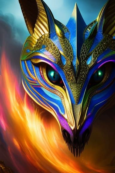 Mystical Snake with Rainbow Scales in Fantasy Art