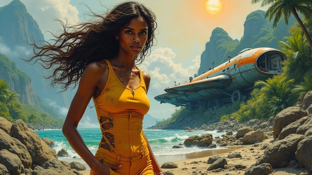 Brazilian Survivor in Alien Rainforest Watercolor Painting