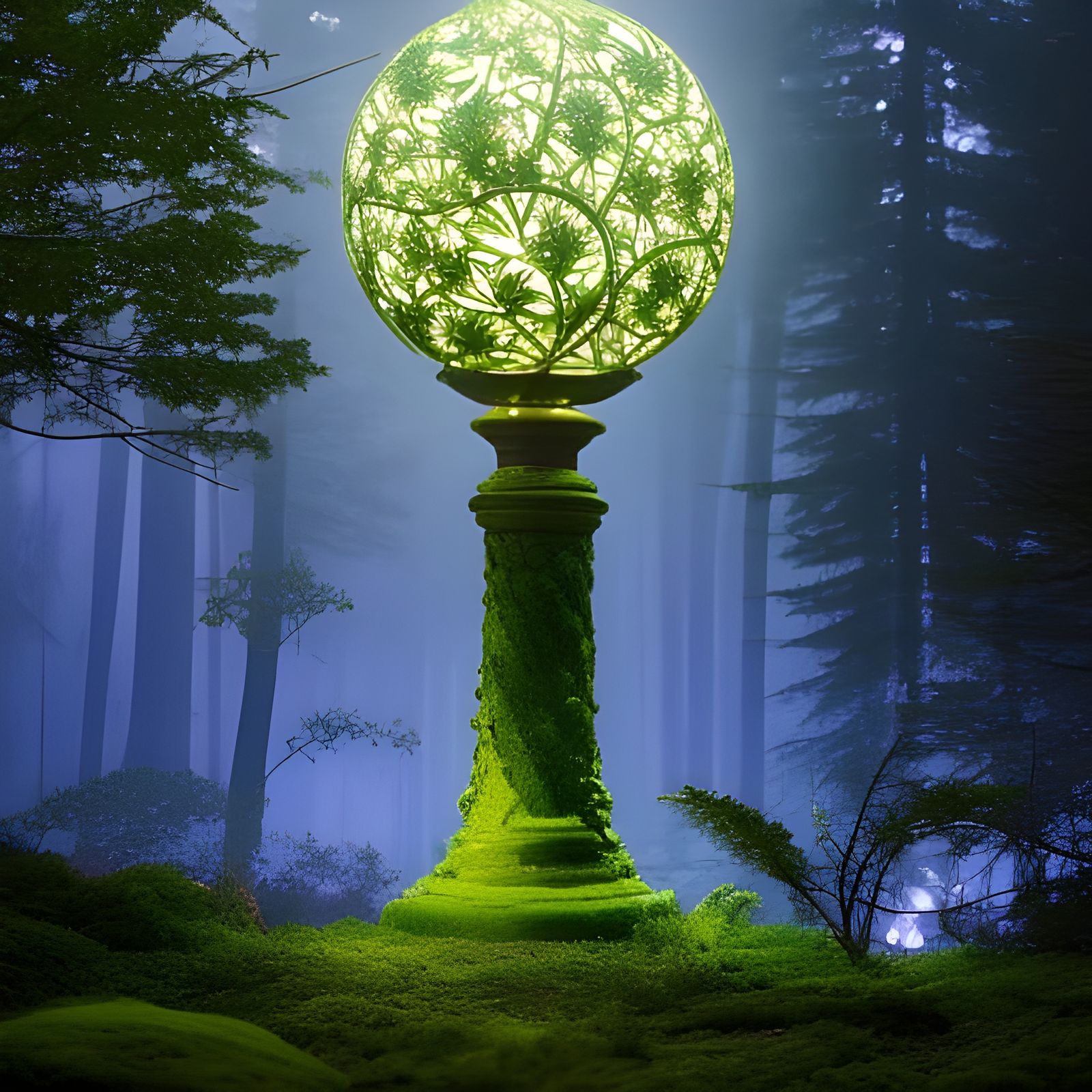 Glowing Magical Orb in Enchanted Forest