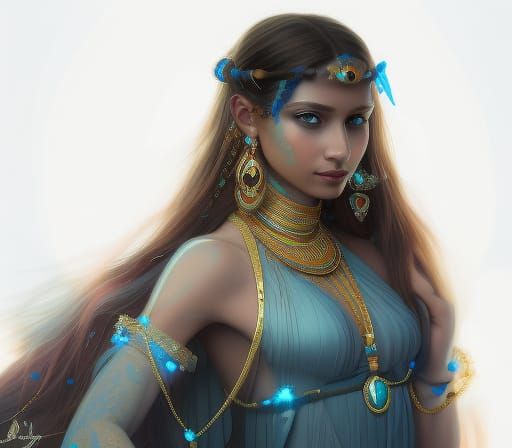 Elegant Egyptian Queen in Art Nouveau Style