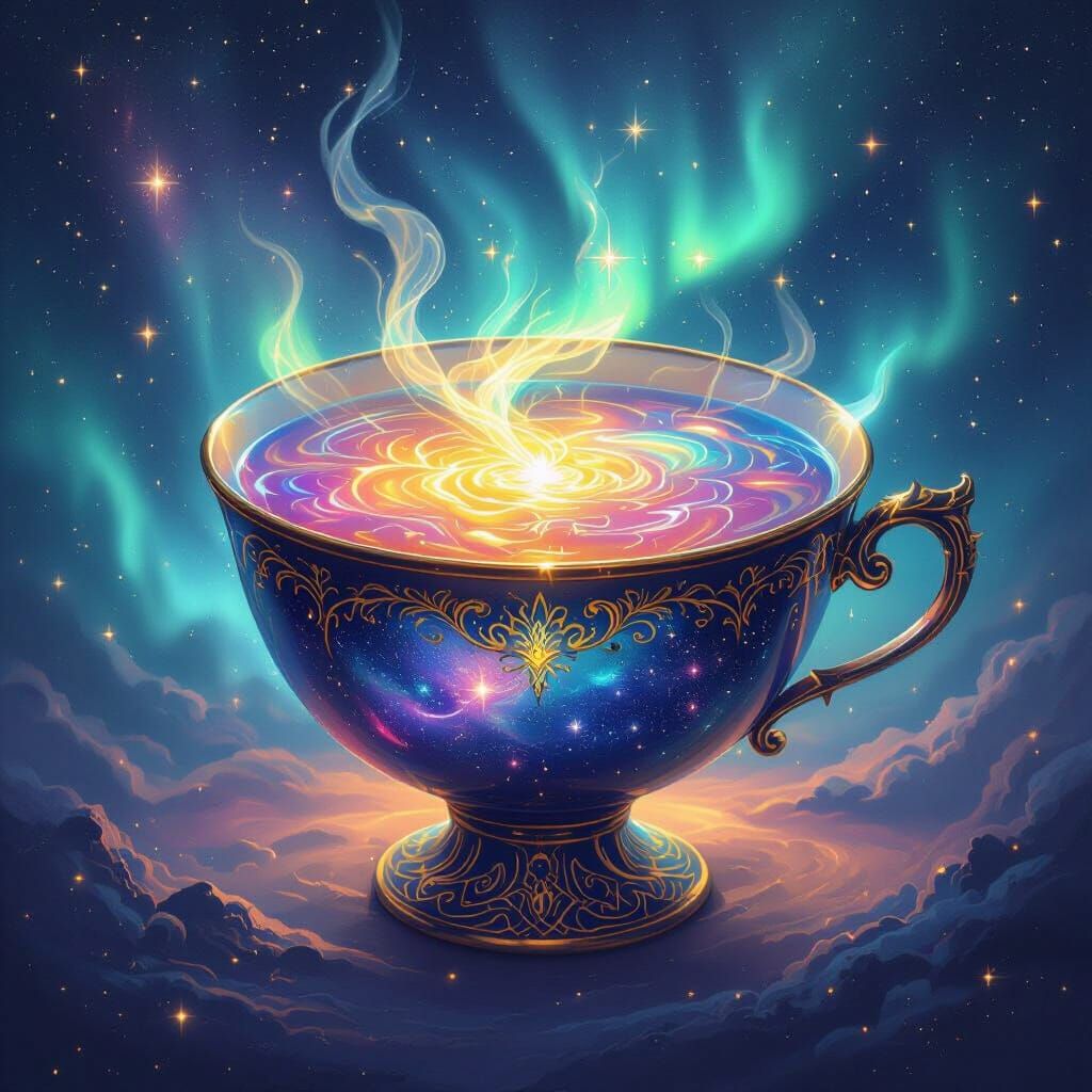Cosmic Soup in Ornate Chalice: Ethereal Fantasy Art