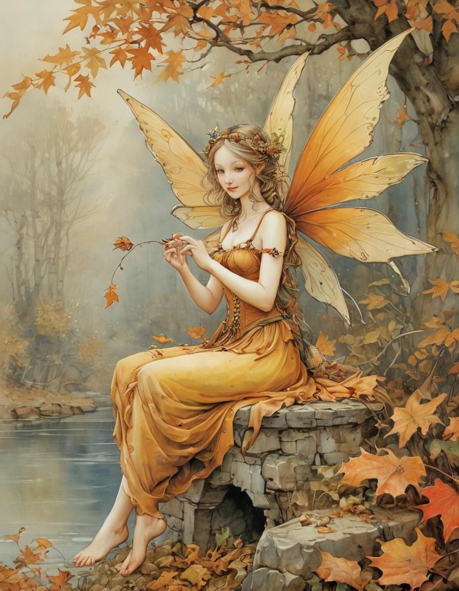 Autumn Fairy in Anton Pieck Style