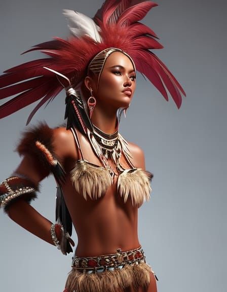 Feathered Leather Skirt Concept Art in 8K