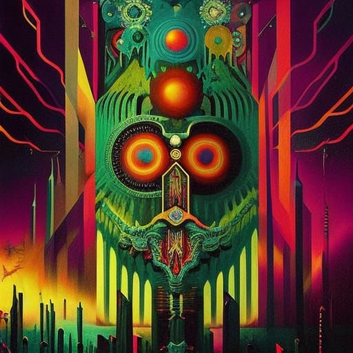 Surreal Sci-Fi Horror Digital Art with Vivid Colors