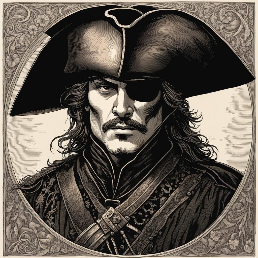 Dread Pirate Roberts: Wood Engraving Illustration