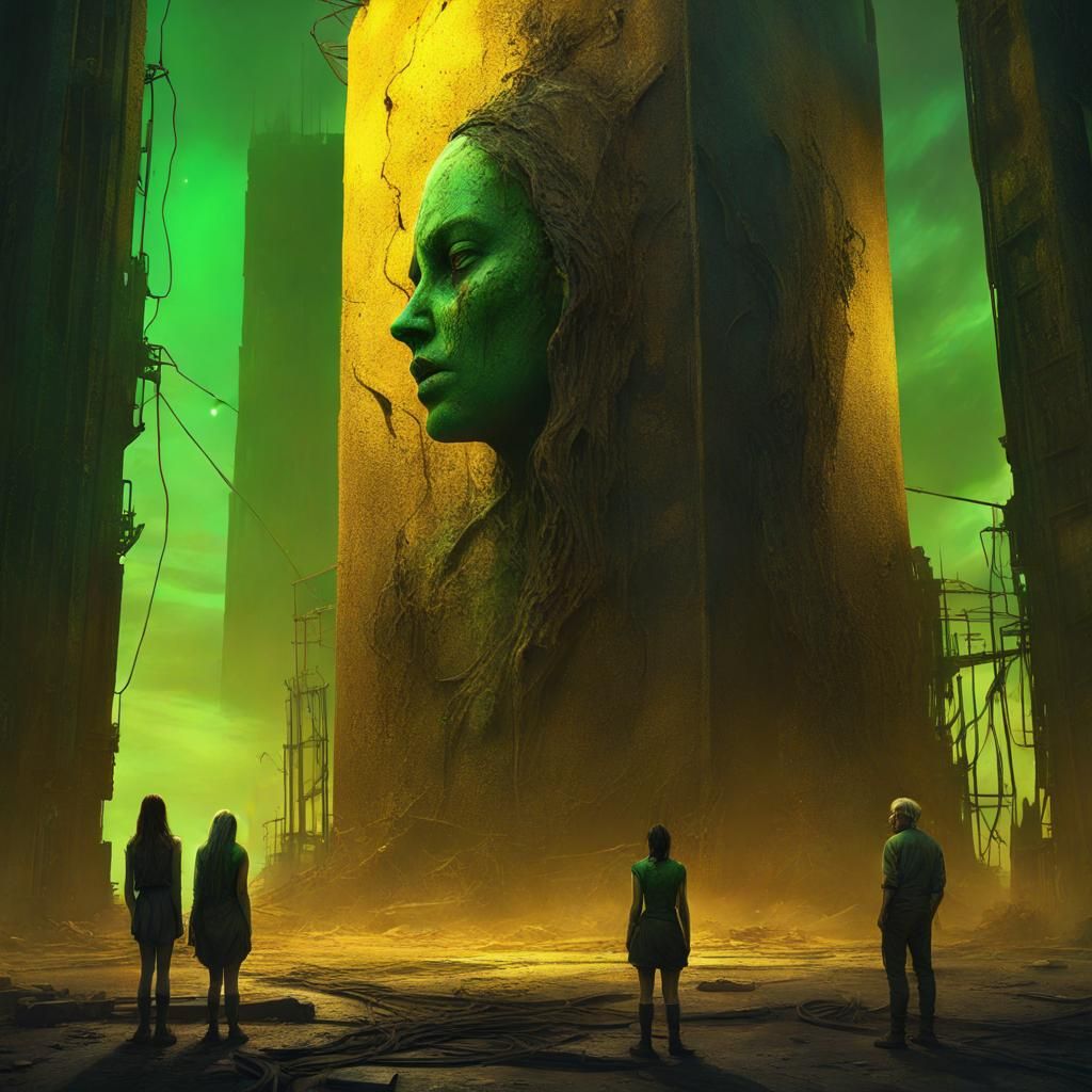 Apocalyptic Scene with Crying Face, Dark Fantasy Art