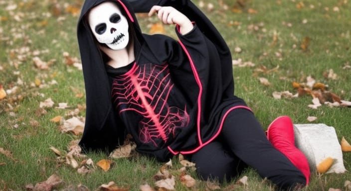 Eerie Halloween Portrait of a Girl with Glowing Eyes
