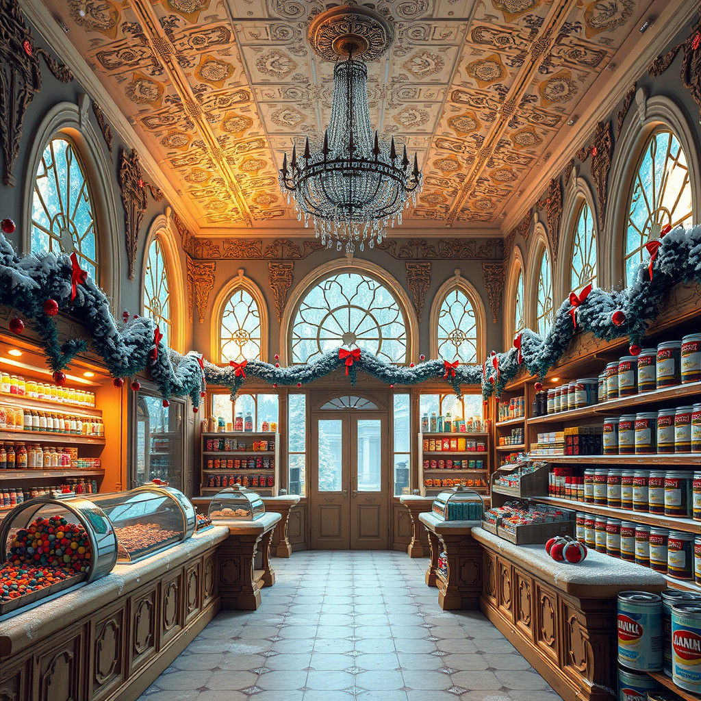 Christmas Sweet Shop in Baroque Style Snow Globe