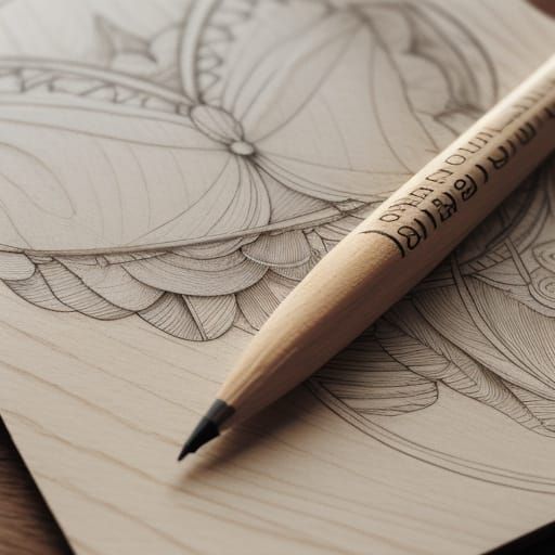 Whimsical Pencil Drawing of Interlocking Hands on Wooden Sur...