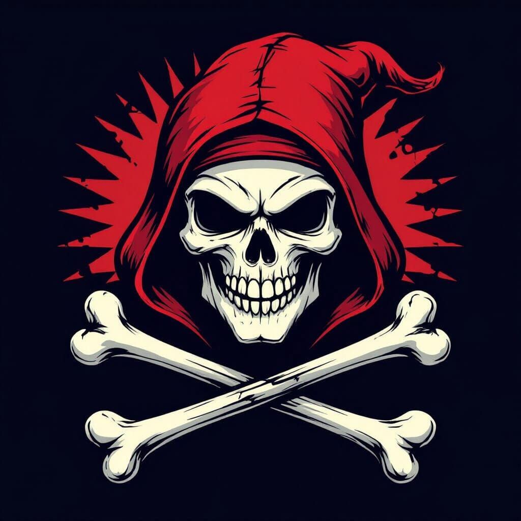 Joker Jolly Roger Flag with Red Hood and Crossbones
