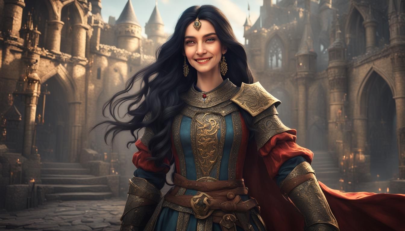 Smiling Medieval Princess Digital Painting