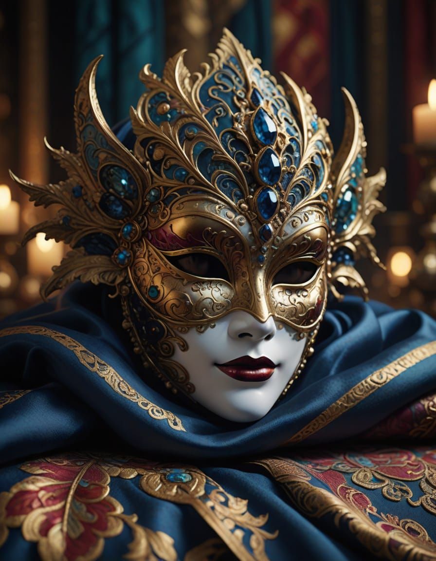 Stunning Venetian Mask in Macro Photography Style