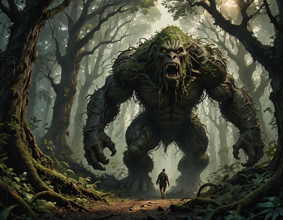 Ominous Beast Lurking in Misty Forest