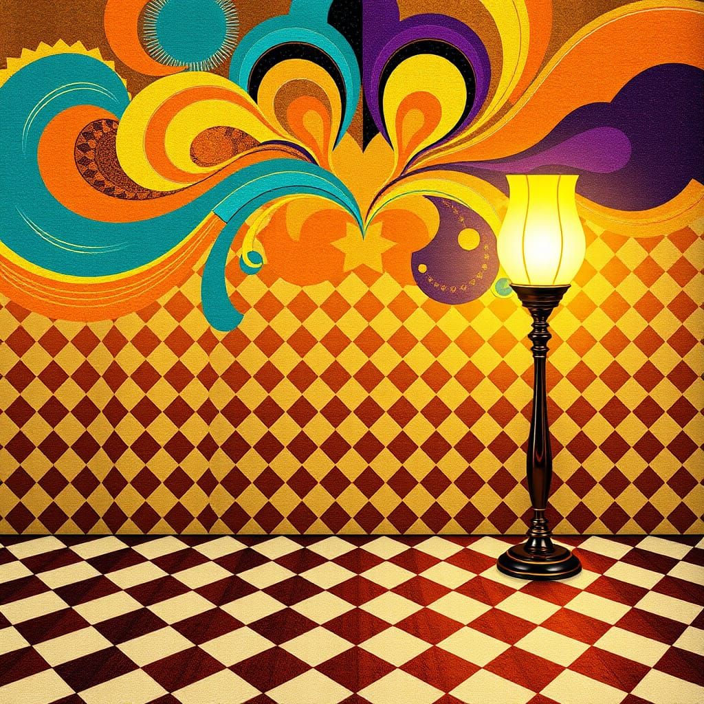 Art Deco Grid with Shining Lamp