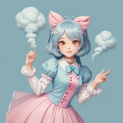 Kawaii Character Emerges From Pastel Smoke