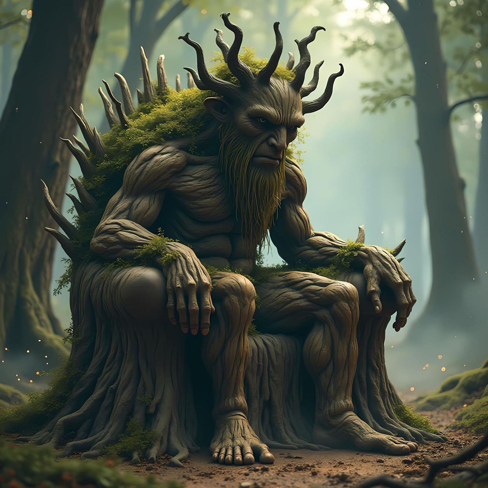 Anime Tree Bark King on Mud Throne