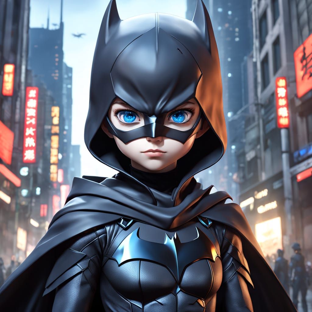 Young Batwoman TV Show Cover in 3D Anime Style