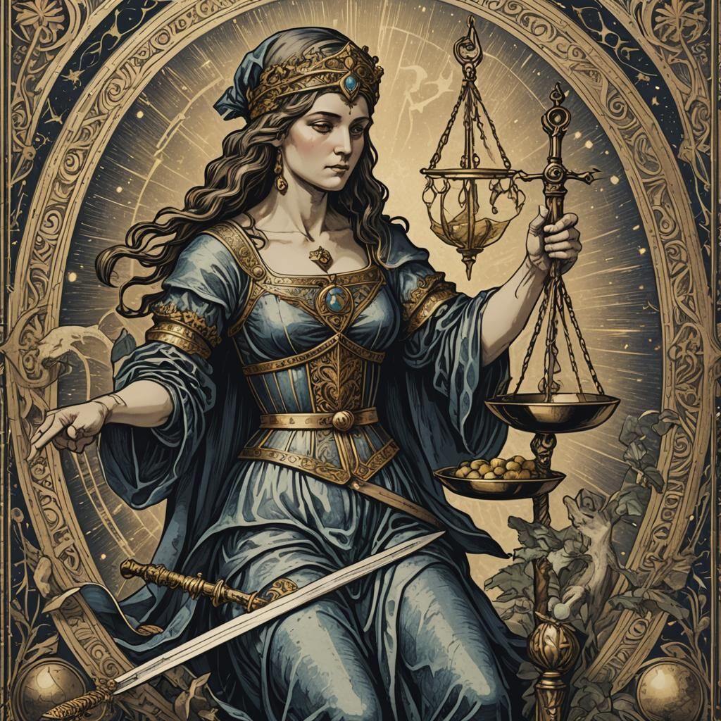 Justice Tarot Card: Renaissance Style