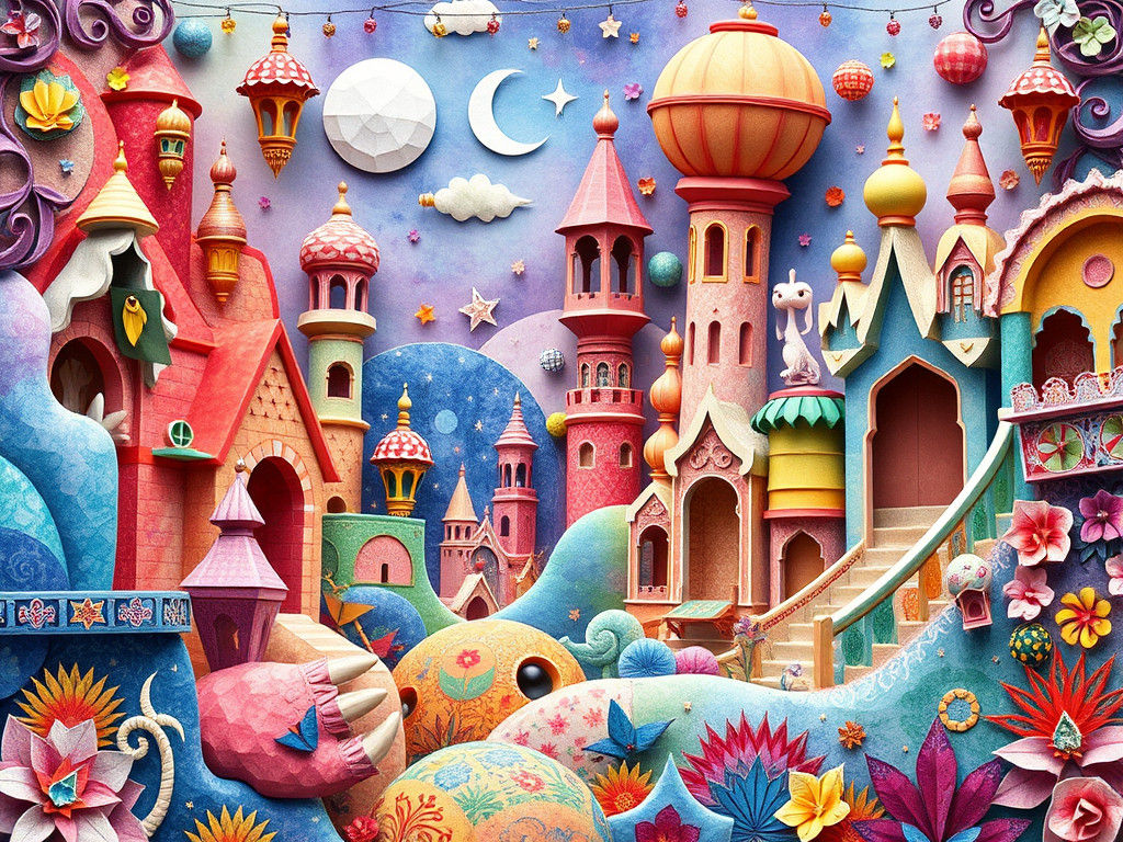 Watercolor Fairytale World with Origami Papercraft