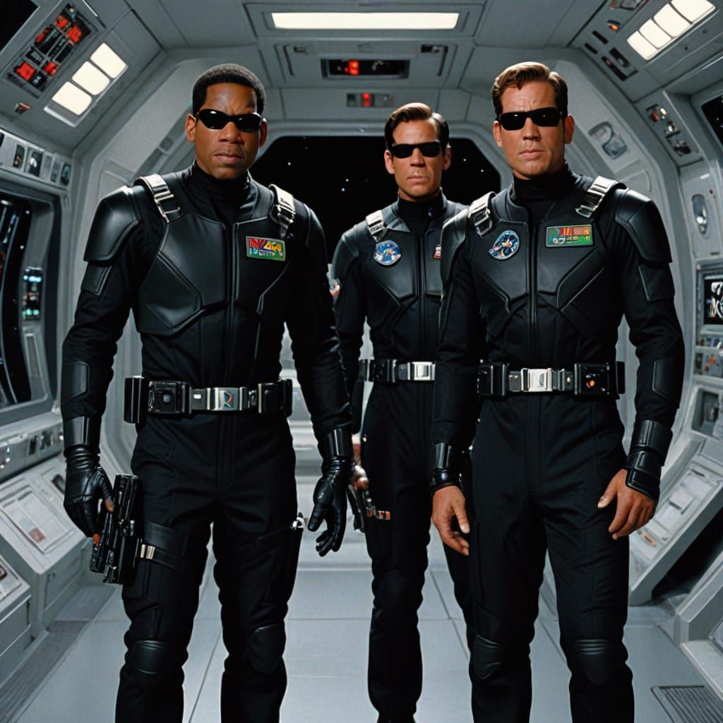 Men in Black Floating in Space