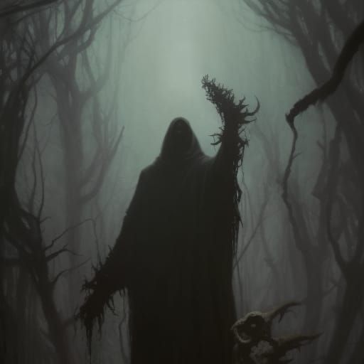 Eldritch Demon Lord Summons Shadows in Dark Forest