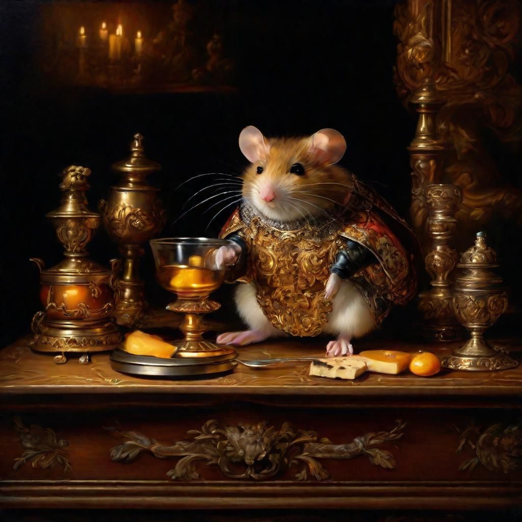 Glass Mouse Steals Cheese: Baroque Still Life
