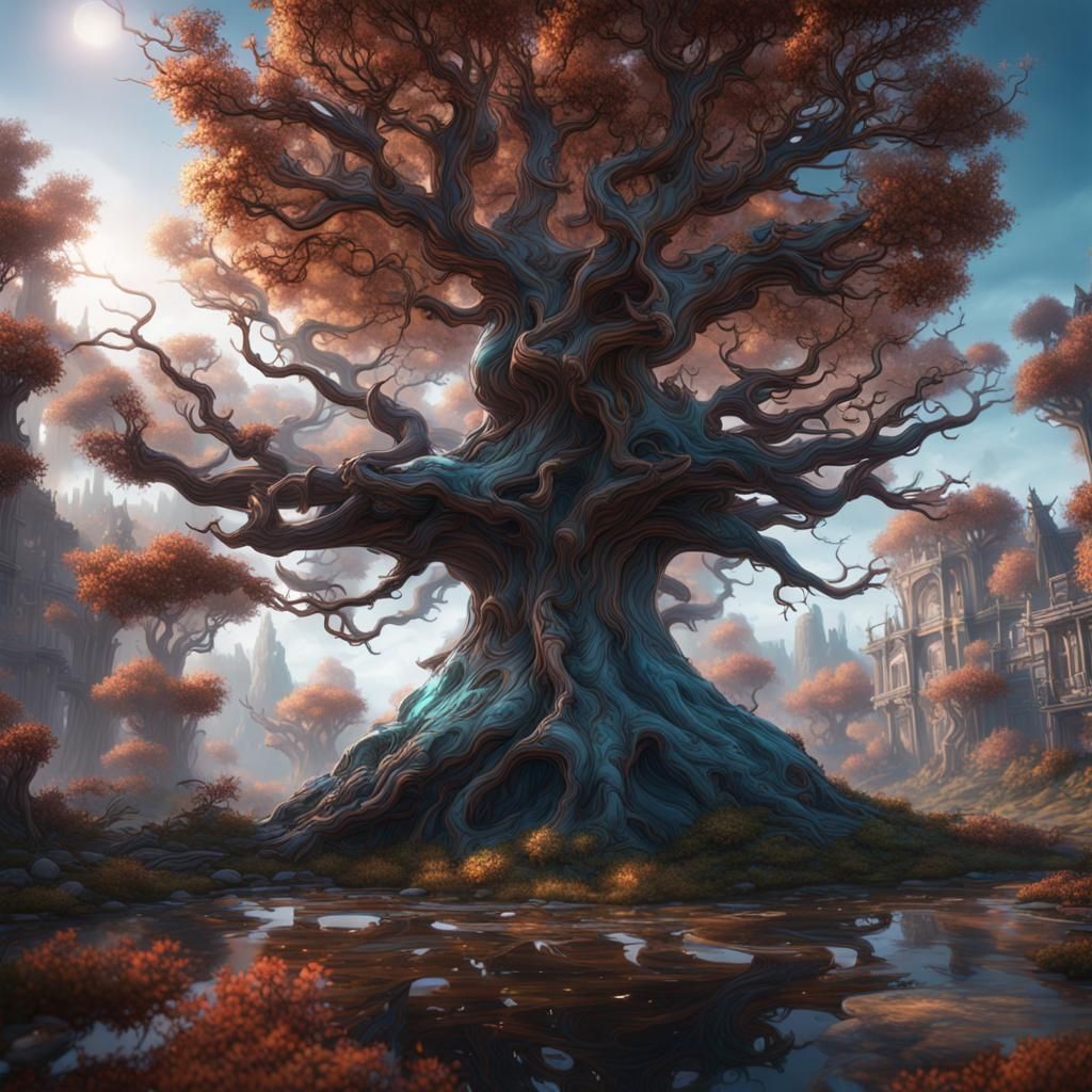 Fantastical Glass Tree Concept Art in 8K