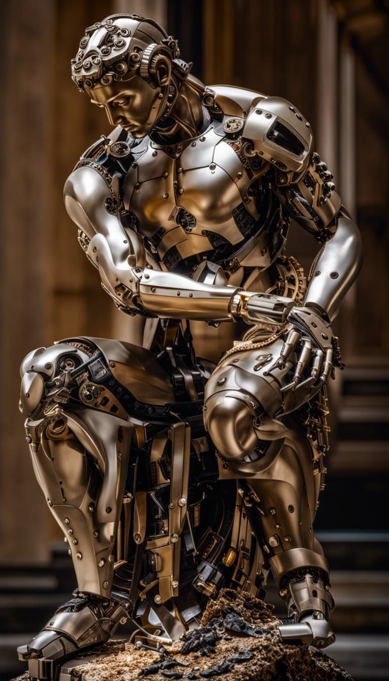 AI Sculpture Reboot of David in Renaissance Style