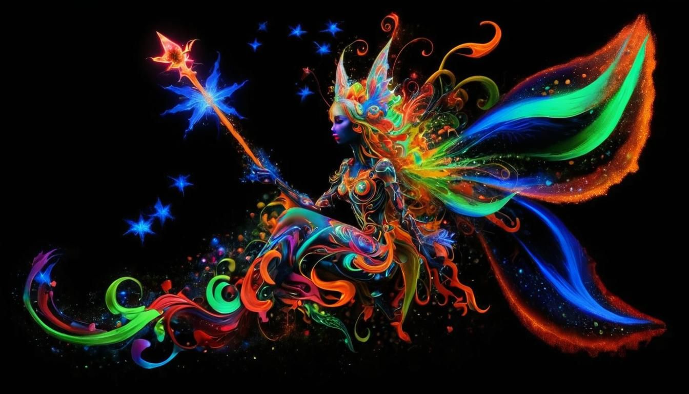 Psychedelic Fairy in Neon Colors