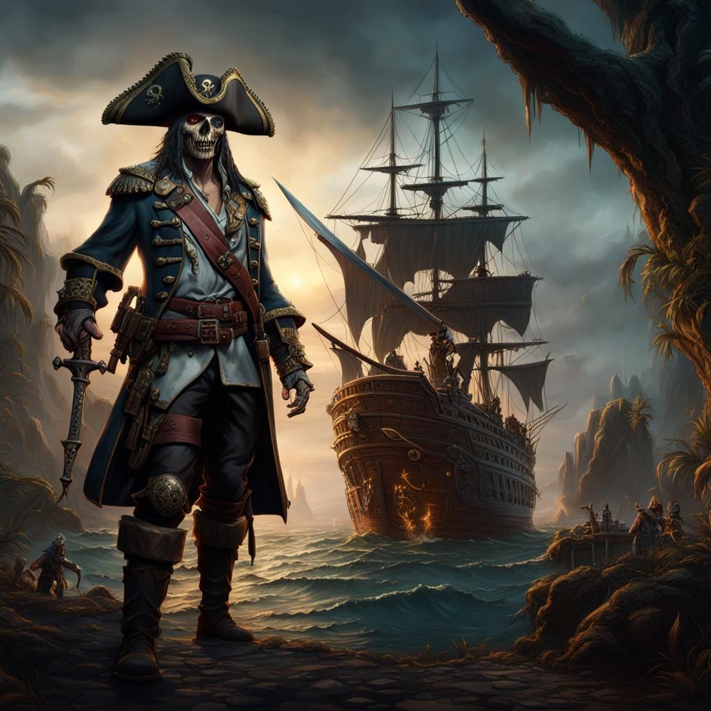 Detailed Undead Pirate Fantasy Concept Art