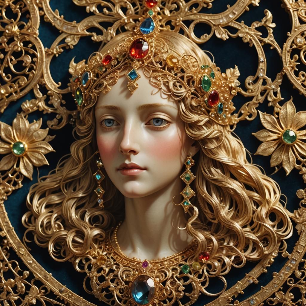 Renaissance Jewelry Portrait in Golden Light
