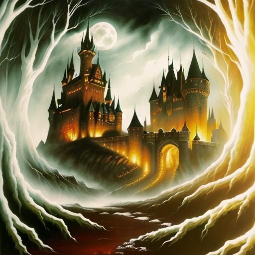 Dracula's Castle: A Horror Masterpiece in Oil and Ink