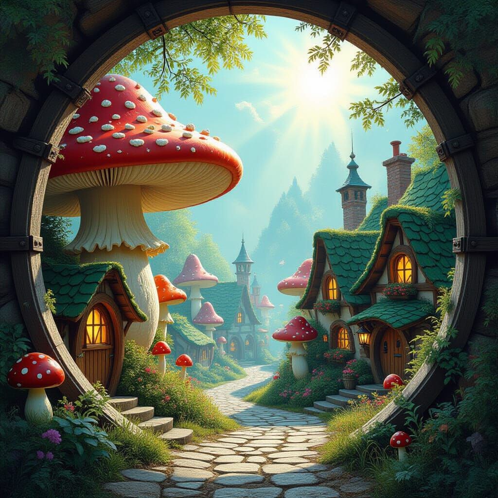 Enchanted Fairy Village in Glass Acorn