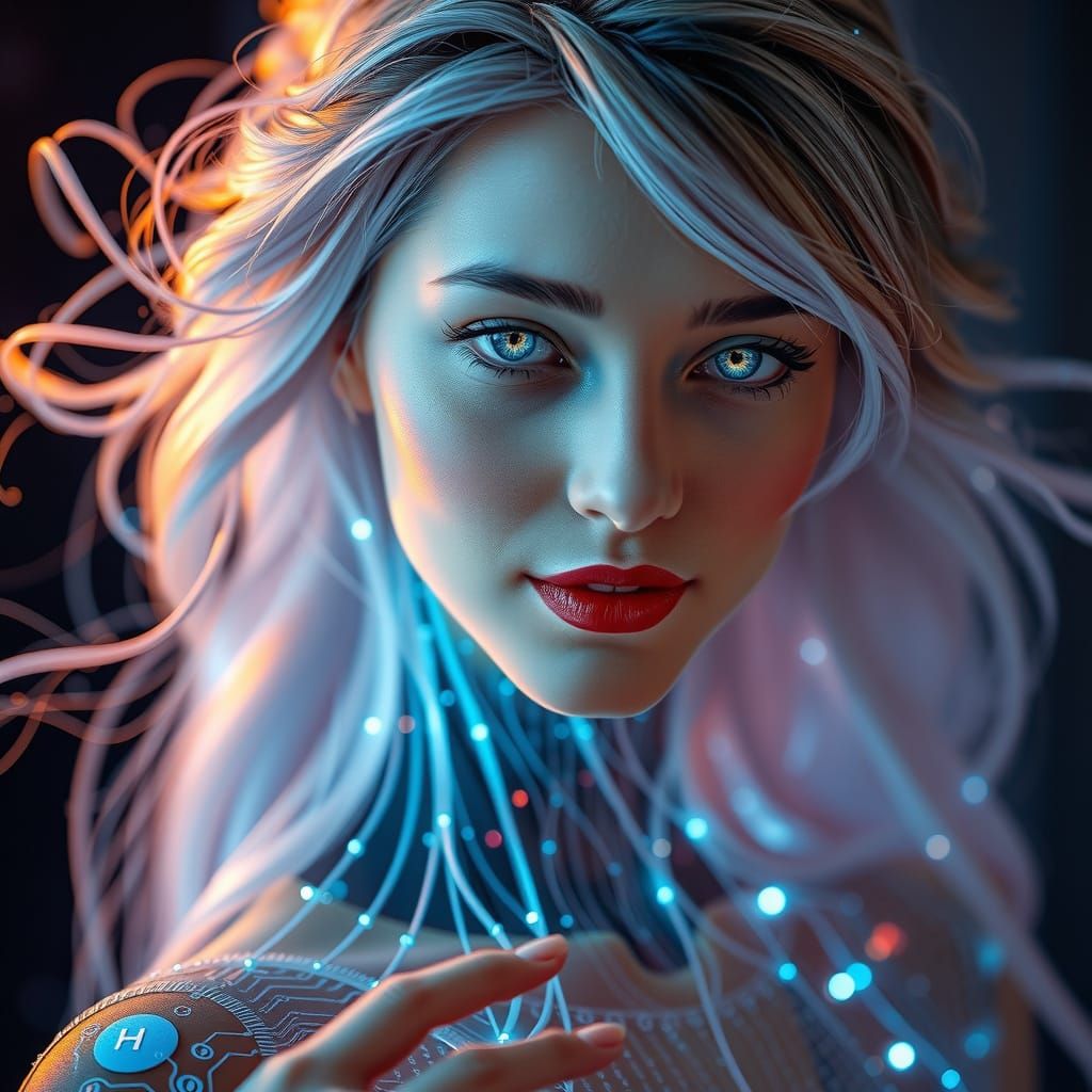 Ethereal AI Goddess in Cosmic Portrait