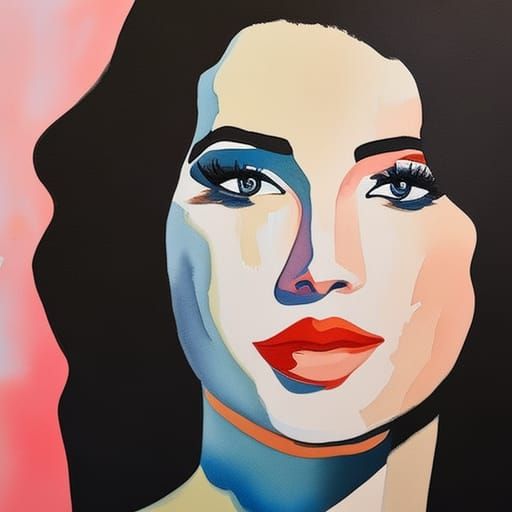 Gouache Style Woman Looking Upwards