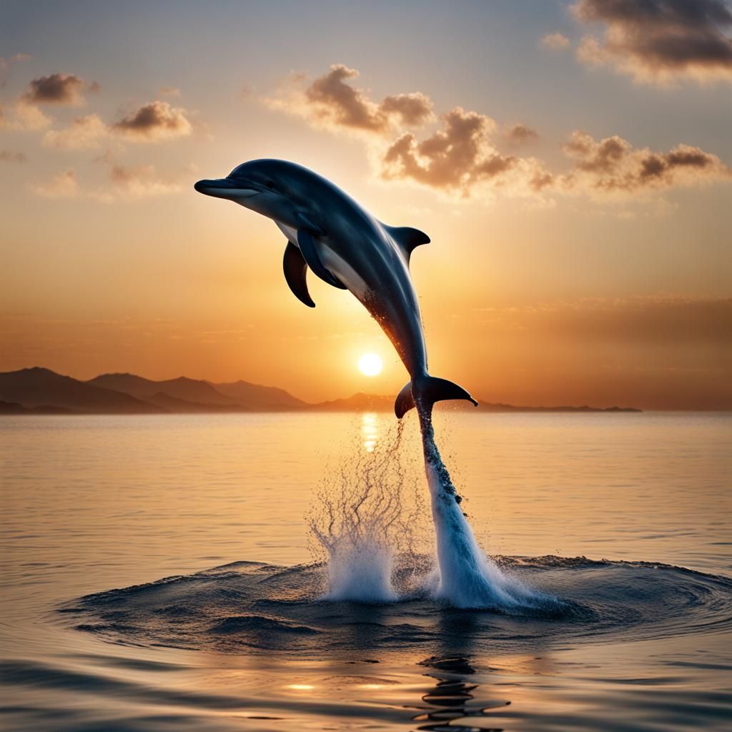 Dolphin Sunset Portrait in Professional Photography Style