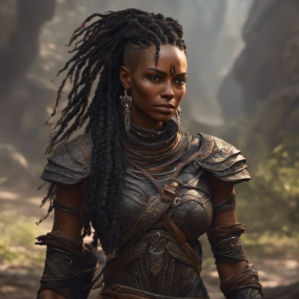 Strong Black Warrior Woman Portrait