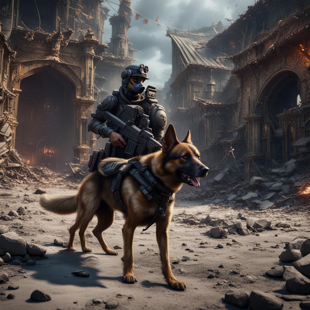 Fantastical War Dogs in Detailed Matte Painting