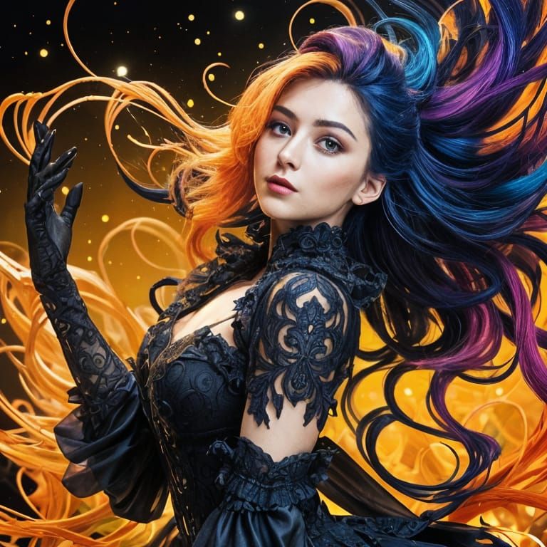 Colorful Abstract Ink Splashes in Volumetric Lighting